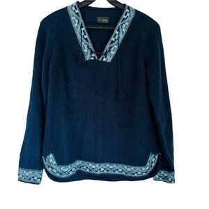 Alpaca Wool Ethnic Design Vneck Sweater Peru Size Small